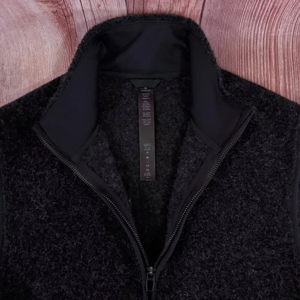 Lululemon Tundra Trek Vest Mens Small Wool Blend Sherpa Fleece Heathered Black - Picture 5 of 13